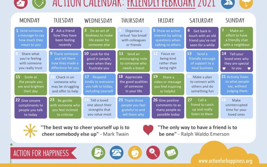 #FriendlyFebruary challenge from Action for Happiness